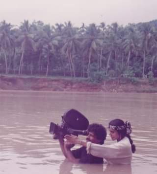 Shooting with Arriflex 3 camera in the river during the monsoon